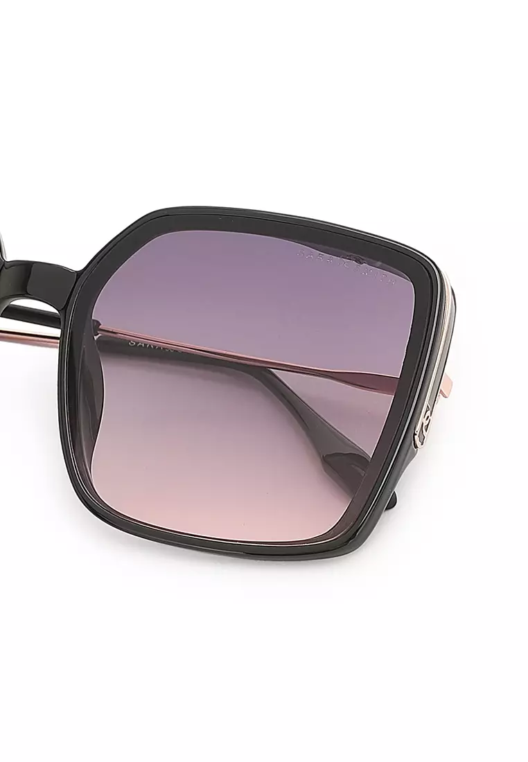Unisex Fashion Sunglasses - Glossy Black / Grey-Light Pink