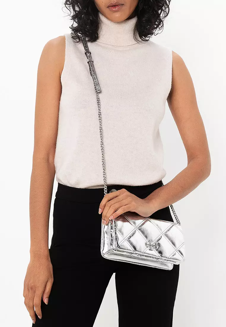 Kira Diamond Quilt Metallic Chain Wallet (tr)