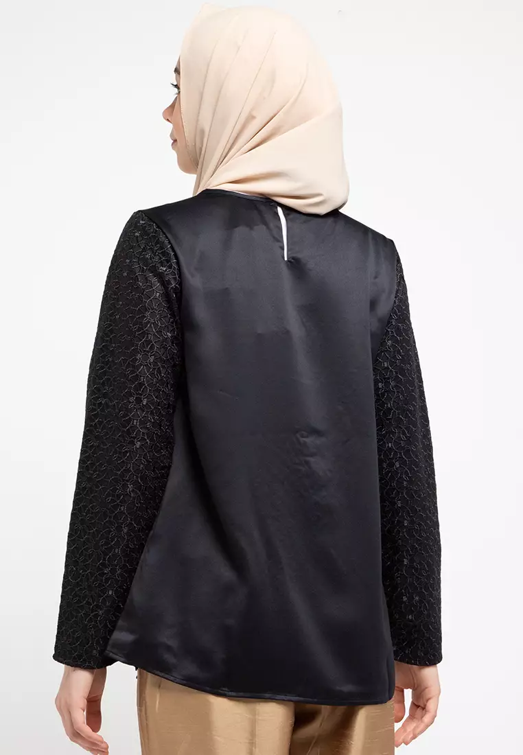 Maia Blouse With Lace In Black