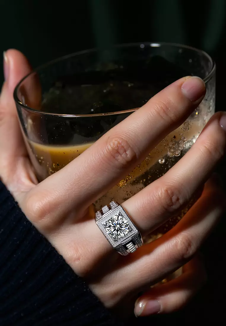 Cincin Pria Berlian Sertifikat GRA Adjustable Fashion Tunangan Cincin Cowok Rings