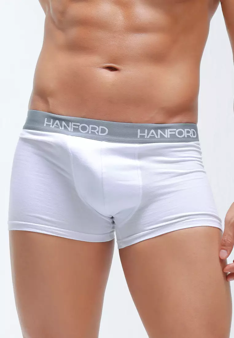 Cotton with Spandex Men's Boxer Briefs Aleo - White (Single Pack)