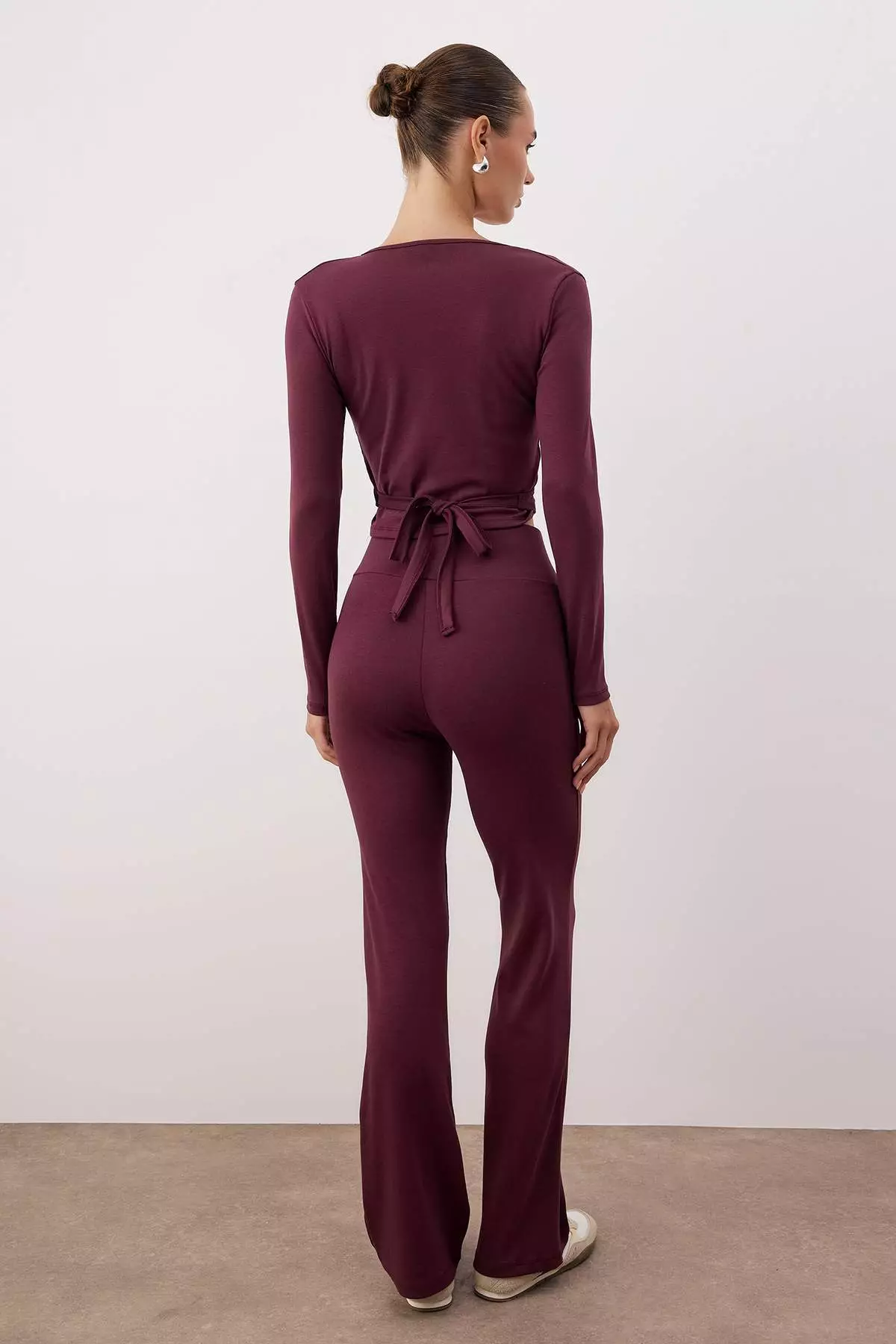 Plum Double Breasted Closure Bodycon Long Sleeve Flexible Knitted Bottom-Top Set Twoaw26Au29