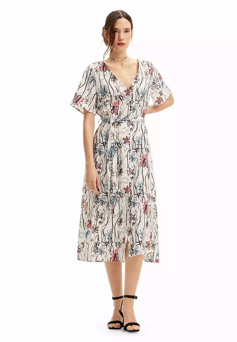Desigual Woman Flowers Midi Dress.