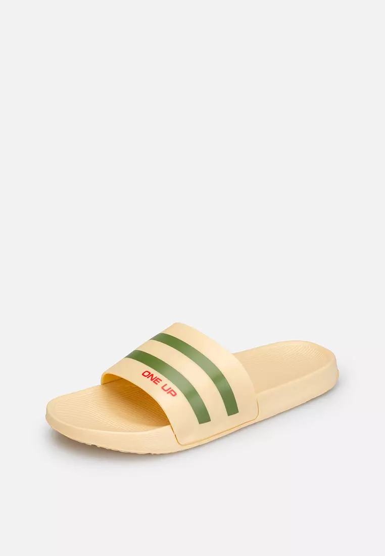 Discount on World Balance  shoes - SKU: One Up By World Balance Strip Sliders Men's Slides