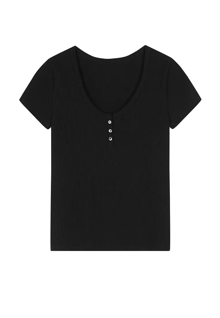棉混紡修身短袖T恤
