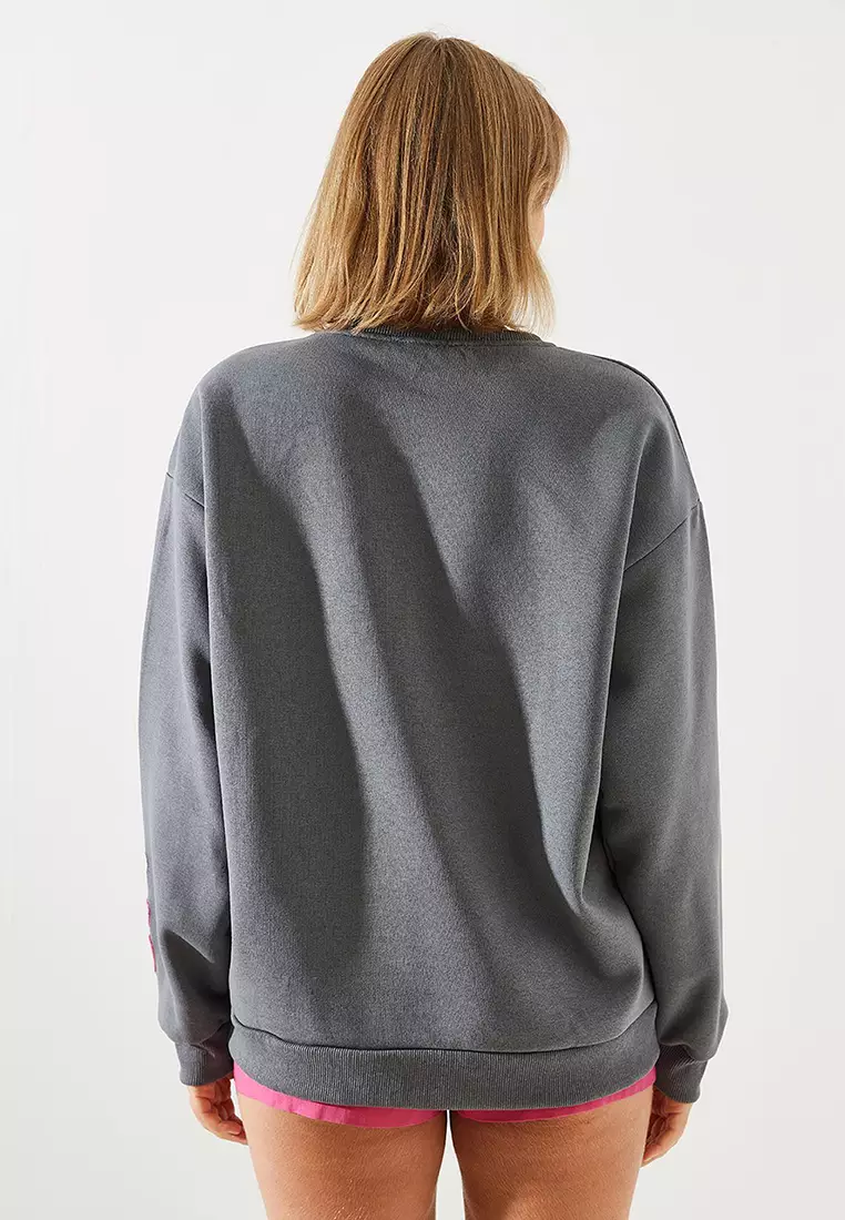 Women's Three Thread Raised Heart Printed Sweatshirt