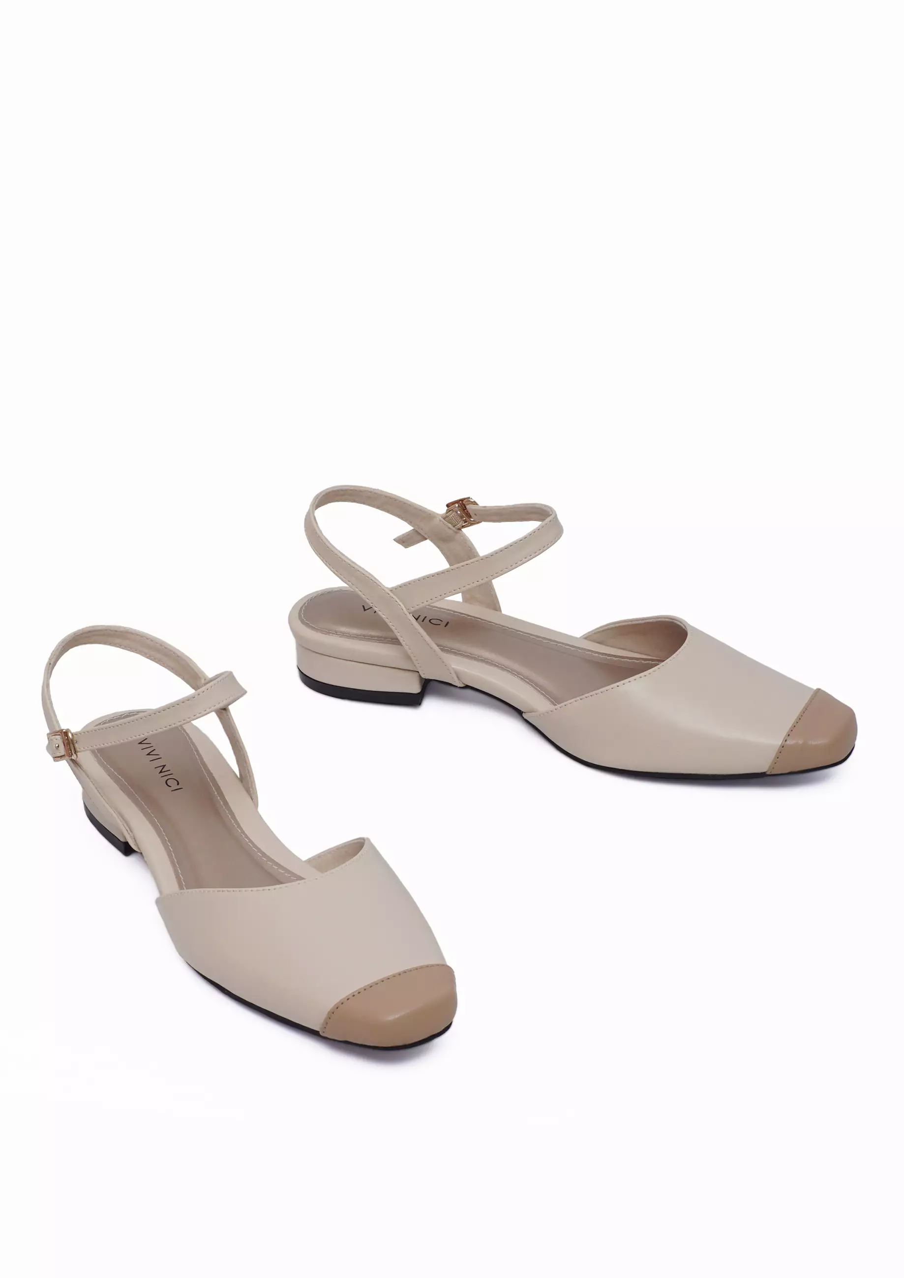 VIVI NICI - Charlotte Sepatu Sandal Mules Wanita Hak 2 Cm Cannoli Cream