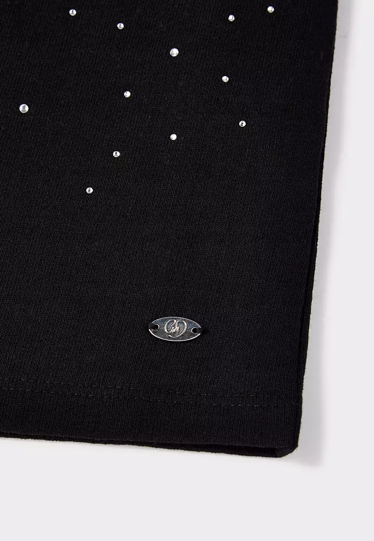 Beth Black Jersey Diamanté T-Shirt