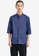 URBAN REVIVO blue Striped Stand Collar Shirt 7C008AA33CA61AGS_1