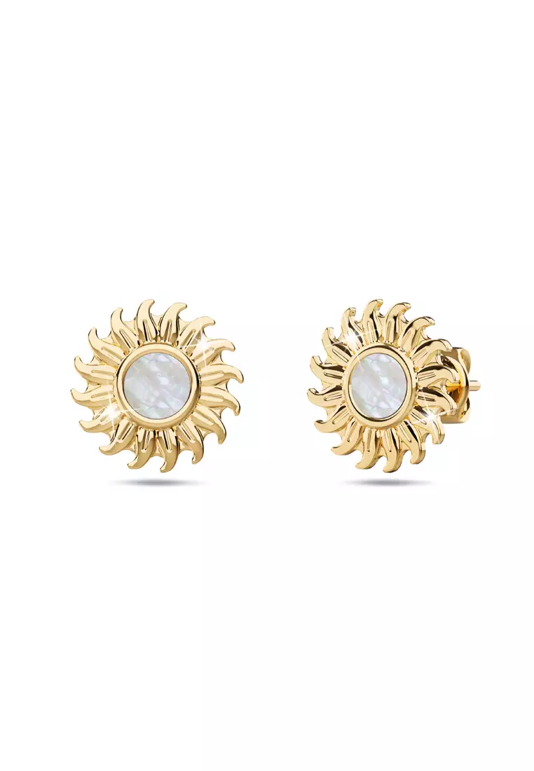 Shining Star Pearl Gold Layered Earrings 12mm