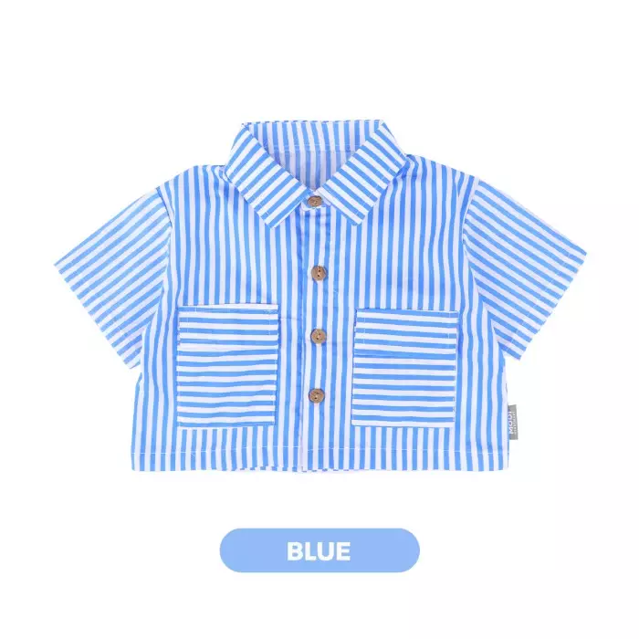 Mooi Kemeja Anak Perempuan Liora Striped Shirt - Blue