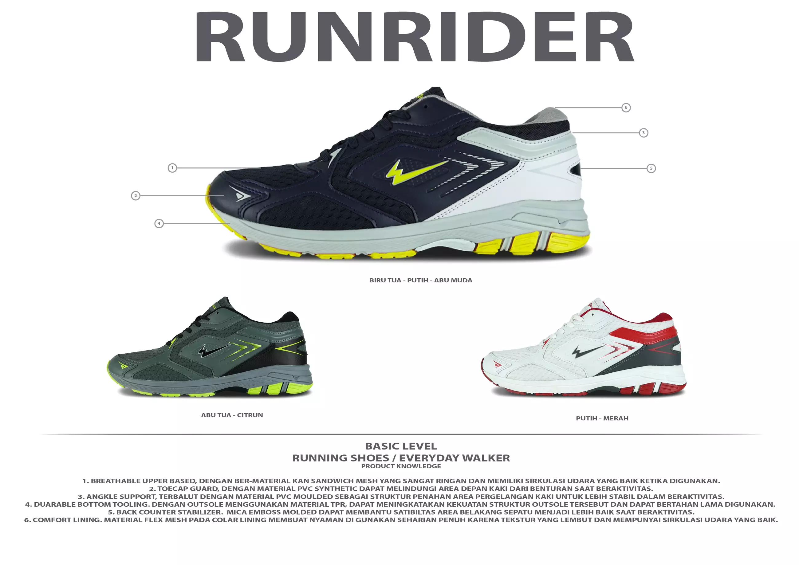 Eagle Sepatu Lari Run Rider - ABU TUA/CITRUN