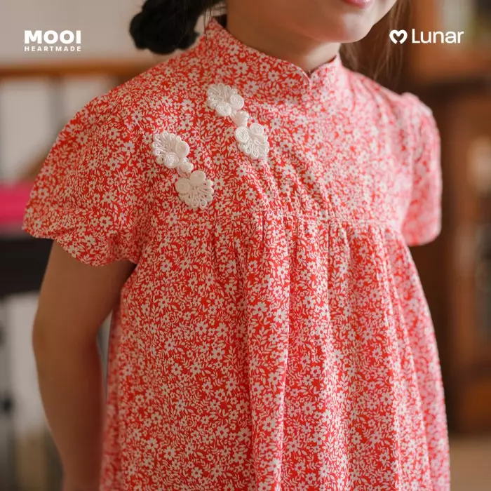 Mooi Dress Anak Perempuan Lunar Collection Rosie Cheongsam Dress - Sky Blue