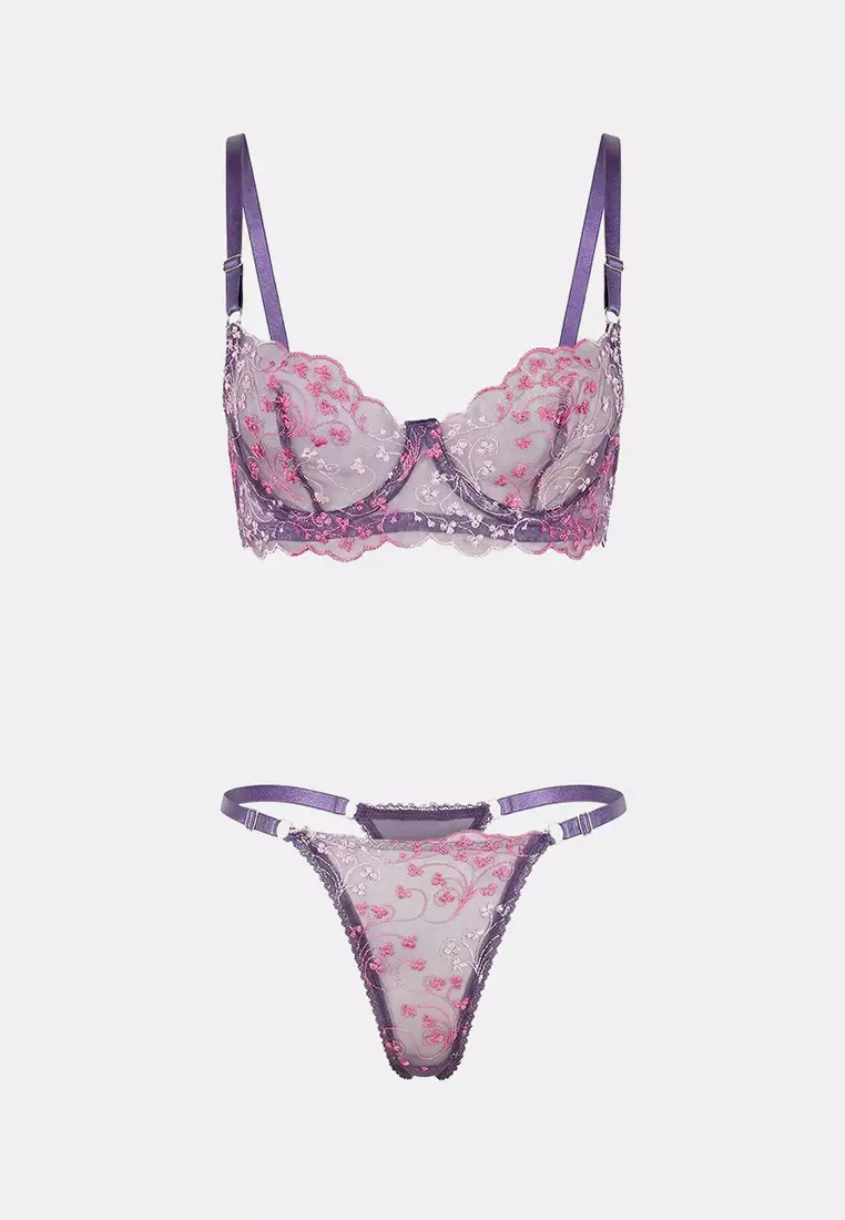 Purple Brode Floral Capless Underwear Set Thmss26Cc2