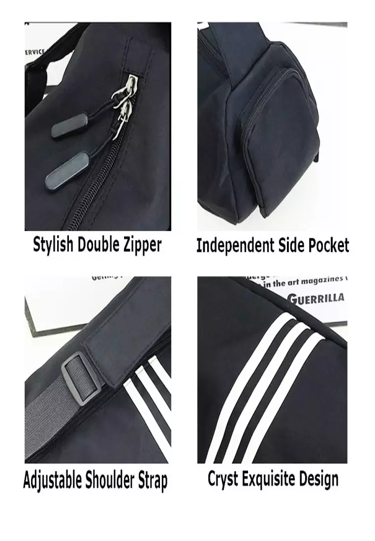 Nylon Duffel Shoulder Gym Swim Travel Bag  26x40x20cm – White