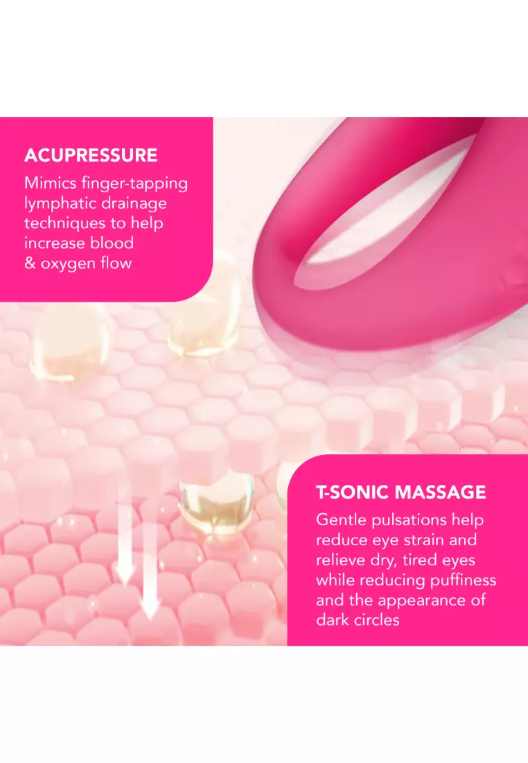 FOREO IRIS 2 Lymphatic Drainage Eye Massager - Dark Eye Circle & Eye Bags Remover | Enhanced Eye Cream Absorption | Anti Wrinkle Eye Puffiness Reducer - Fuchsia