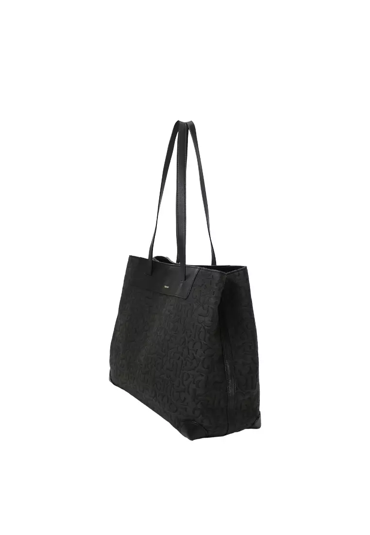 Soft-Structured Trapezoidal Canvas Tote Bag - Black