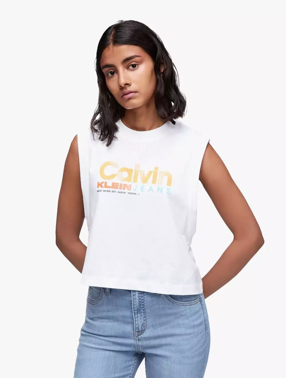 CALVIN KLEIN JEANS COLORFUL ARTWORK TANK TOP White
