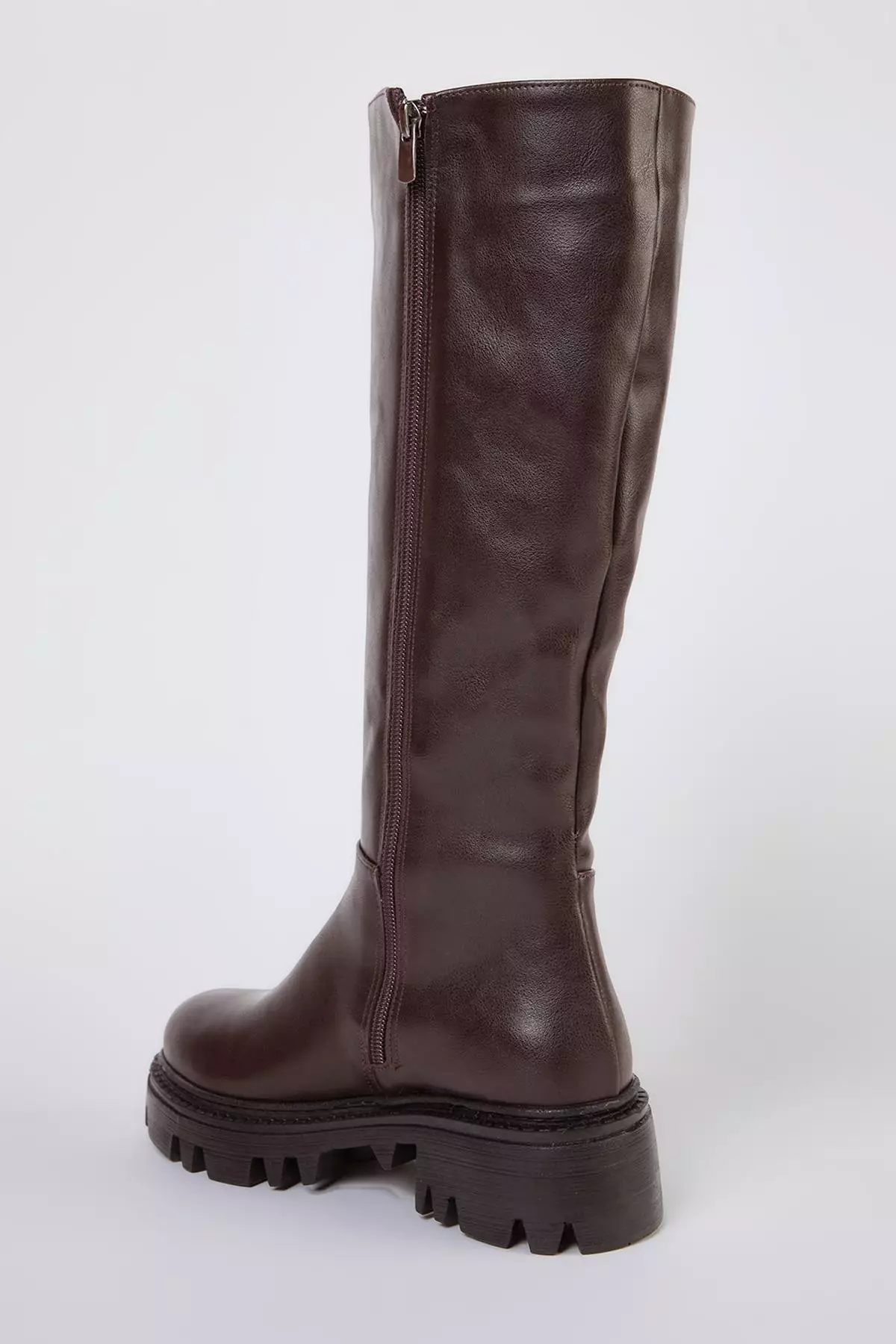 Dark Brown Thick Soled Women's Zippered Boots Takaw25Cz00005