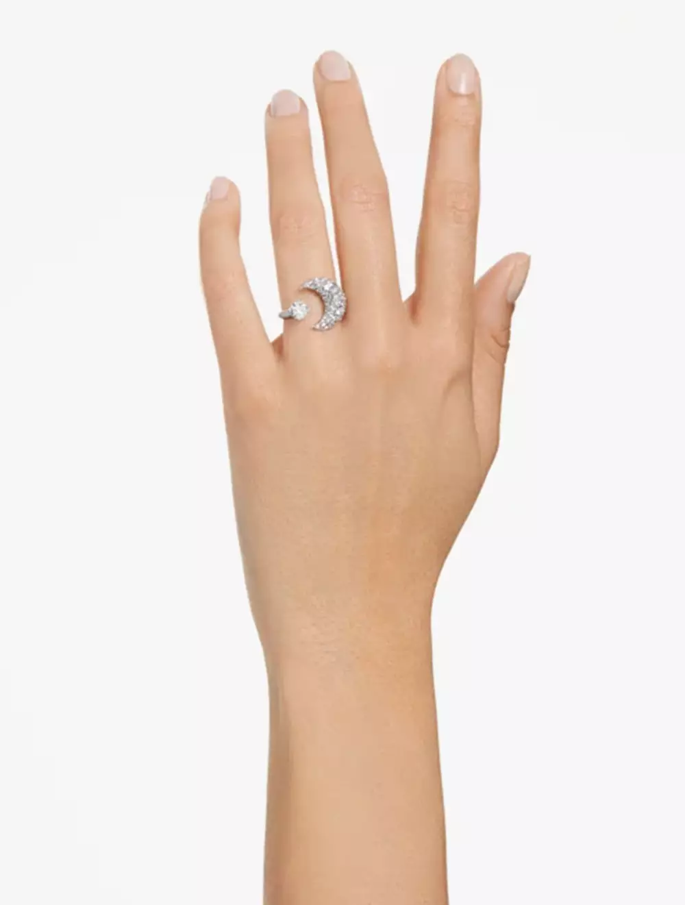 SWAROVSKI Luna オープンリング　月　リング　50 Luna open ring, Moon, White, Rhodium plated | Swarovski
