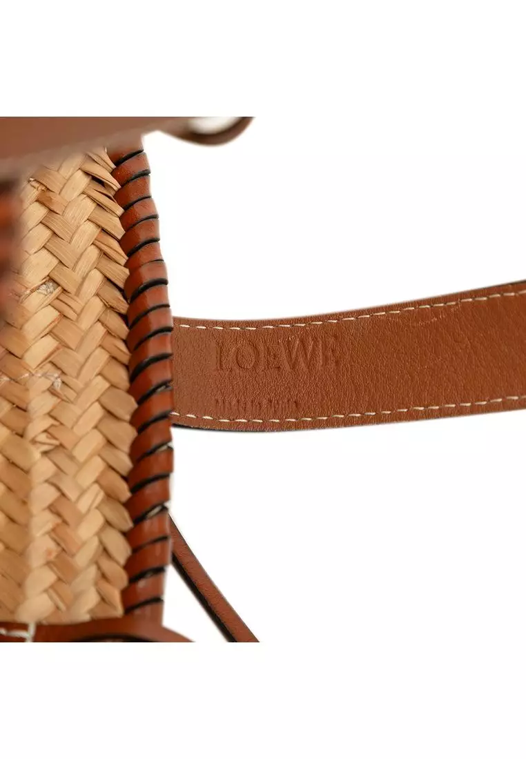 Pre-Loved Loewe Small Raffia Anagram Basket Tote