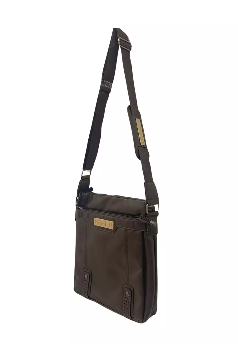 Roger Tas Selempang Messenger Crossbody Pria dengan Dompet Sling Bag Large Compartment Material Kulit Leather ORIGINAL - Brown