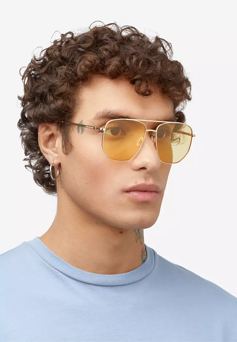 HAWKERS Gold Yellow CAD Sunglasses for Men and Women, Unisex. UV400 Protection. Official Product designed in Spain