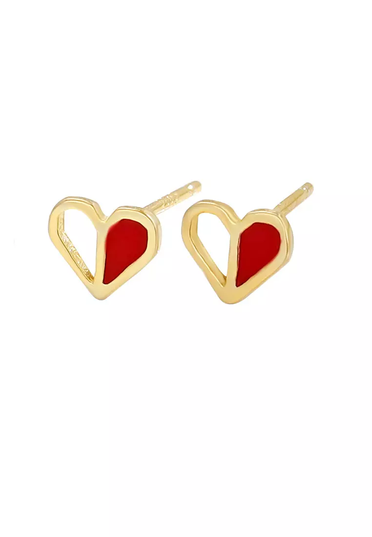 Red heart store earrings studs