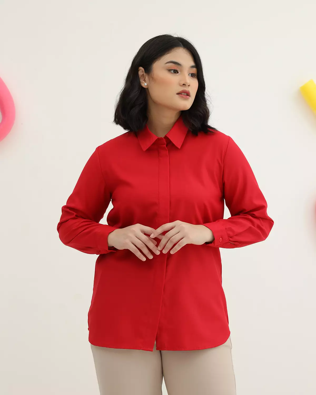 Geulis.id DAILY SHIRT RED SERIES (3 warna) Top - MAROON