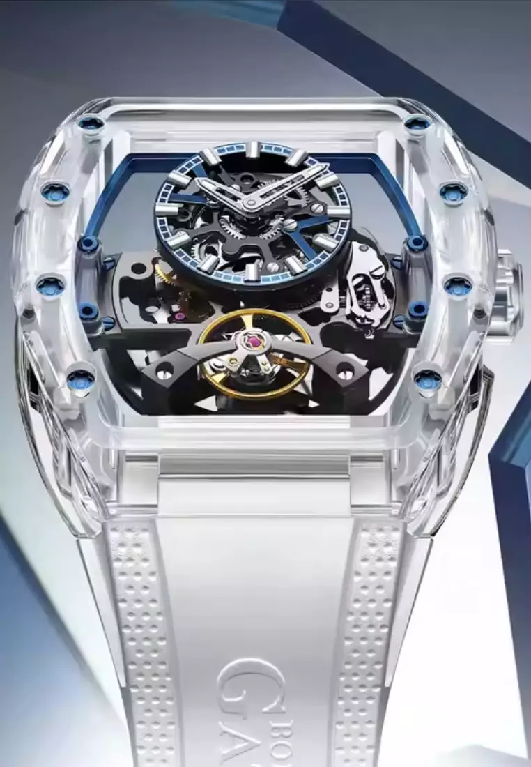 Automatic Unisex K9 Crystal Watch, Rubber Strap