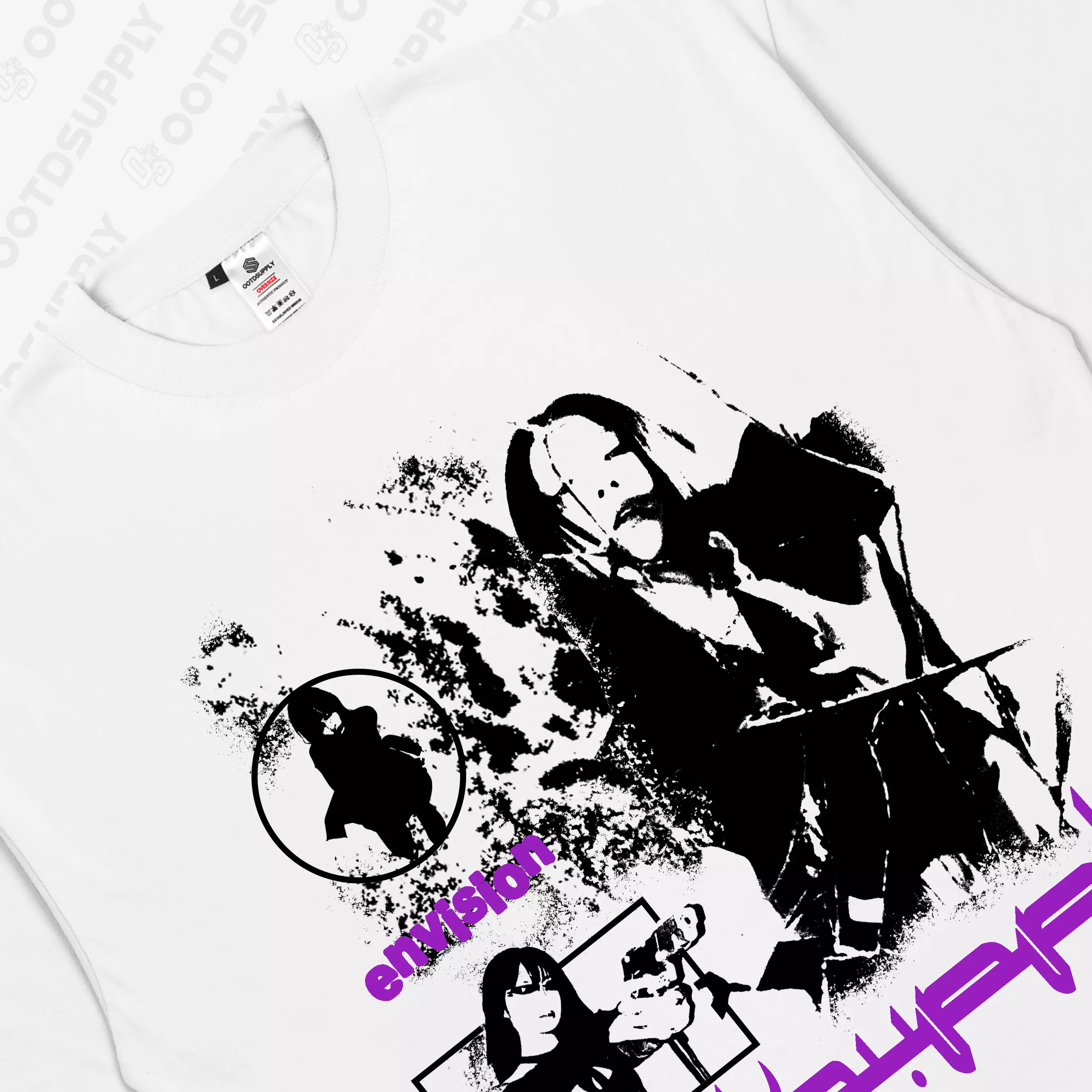 OOTDSUPPLY Boxy Fit Oversize Envision Black & White l Tshirt Boxyfit l Kaos Boxy OVZB011