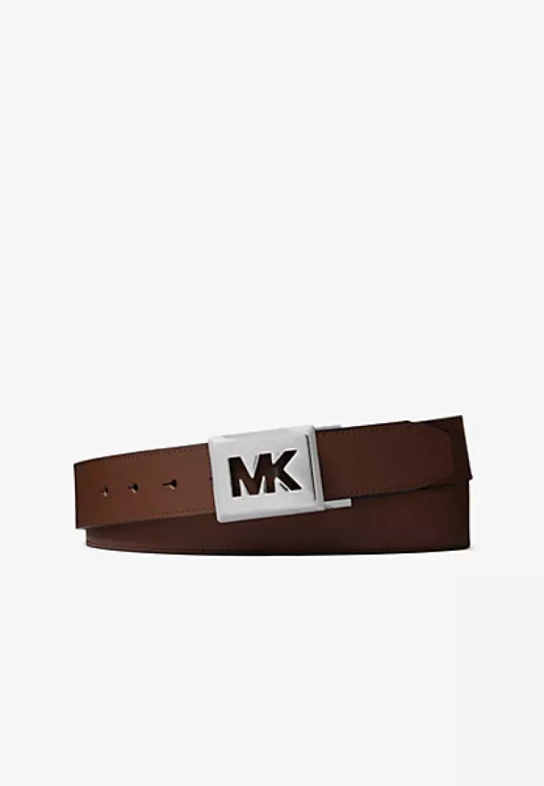 MIchael Kors Reversible Logo Embossed Belt Black Dark Brown