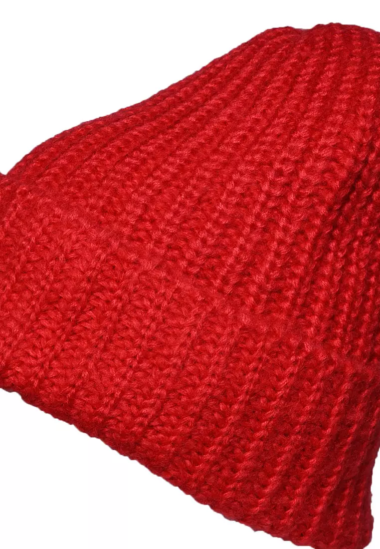 Red Waffle Cuff Beanie