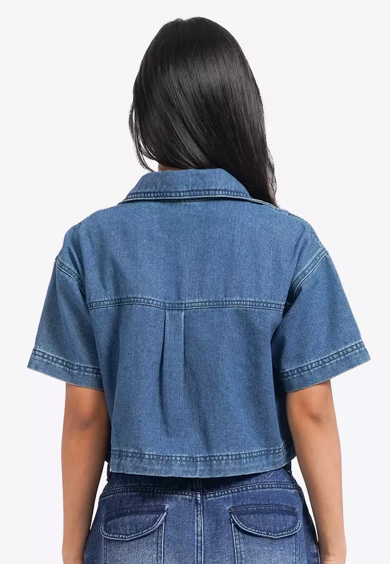 Pocket Crop Denim Shirt