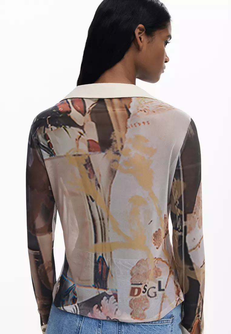 Chiffon cuff T-shirt