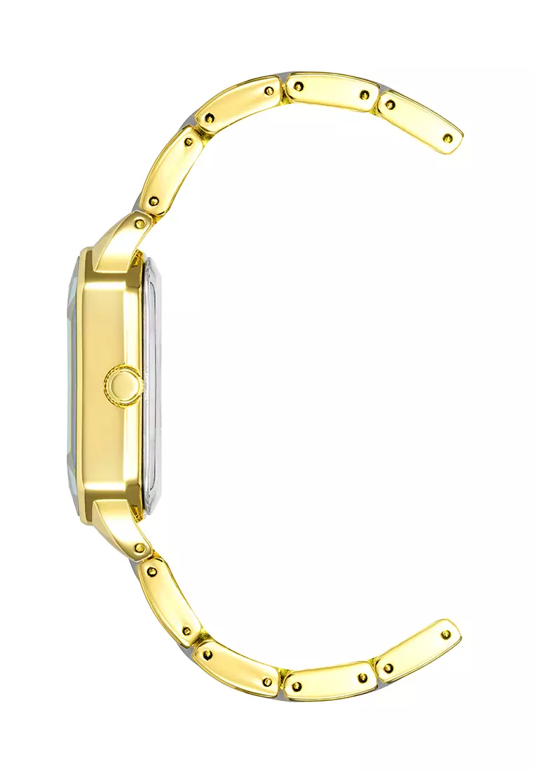 Grey Mother of Pearl Dial Gold Tone Square Watch