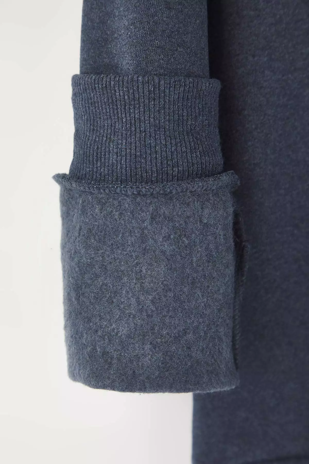 Indigo Regular Cut Stand Collar Thick Polar Fleece Sweatshirt