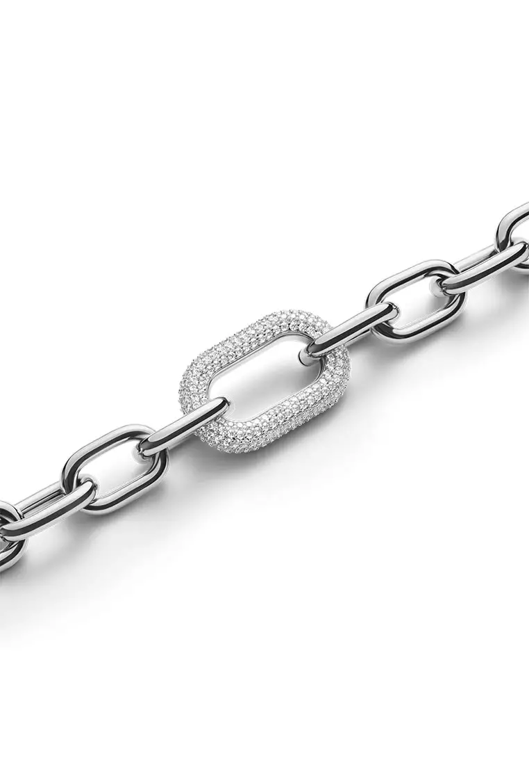 Crystal Link Necklace Silver Fashion Necklace for women and men - Stainless Steel & Crystal - DW Official Jewelry - Authentic