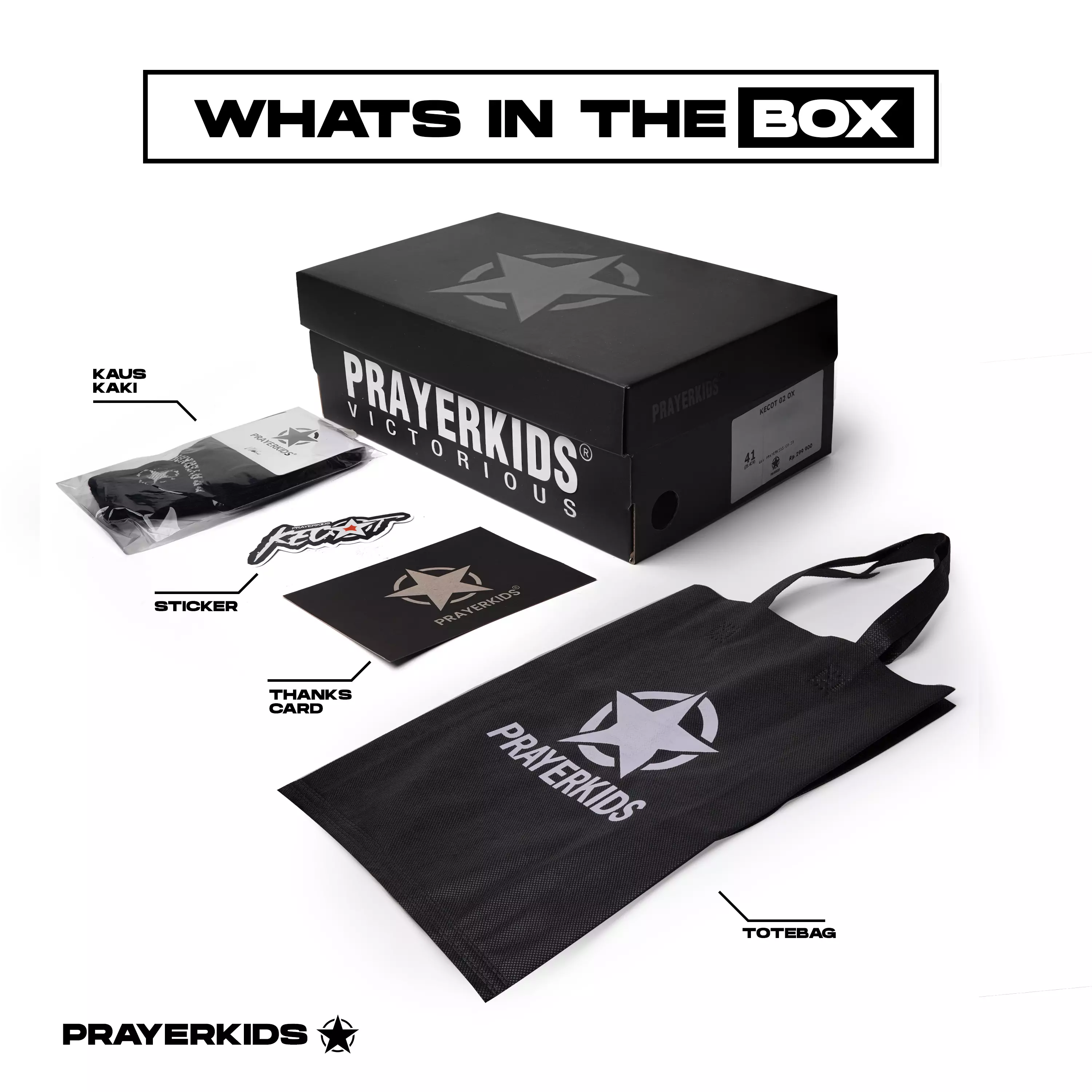 Prayer kids Kecot 02 OX All Black - Sepatu Sneakers Pria Wanita - Unisex