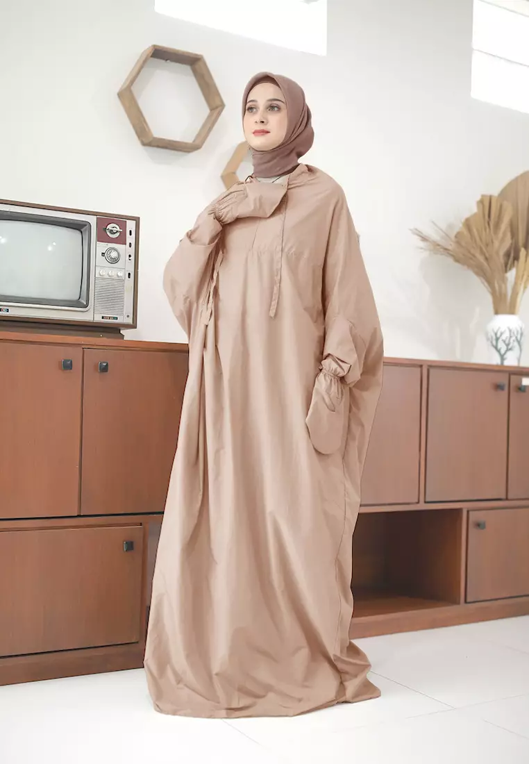 Cotton Bee - Mala Prayer Set | Mukena Terusan | Mukena Dewasa 2in1 - Mocha