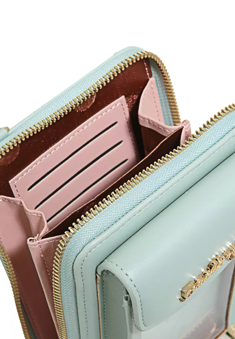 Sling Bag Wanita Tas Selempang Handphone Transparent Design Many Slot Material Leather ORIGINAL