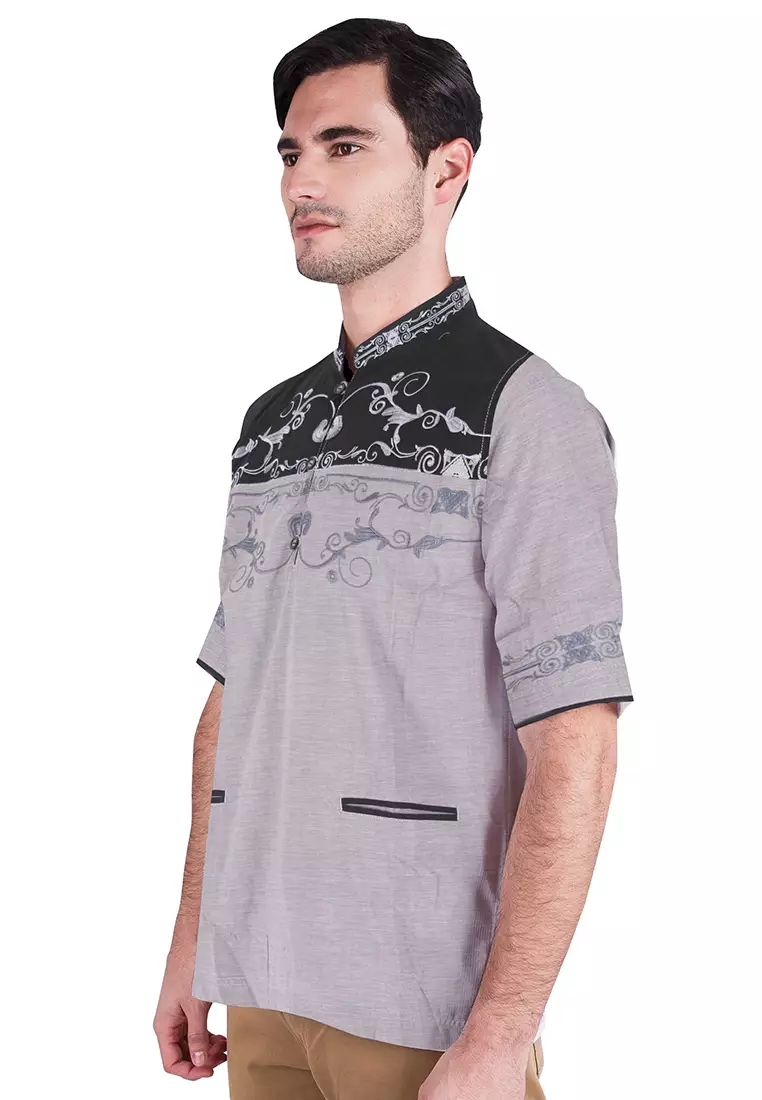 LGS - Regular Fit - Baju Koko - Lengan Pendek - Double Color - Abu - CSH.285.S587K.189