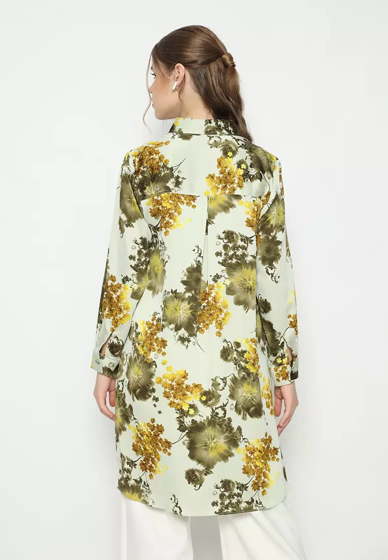 Floral Long Sleeve In Green By Brilliant Girl Warna HIJAU