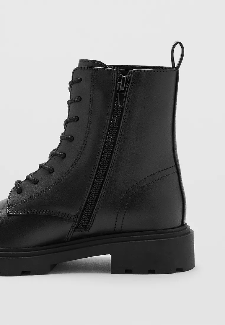 Lace-Up Leather Ankle Boots