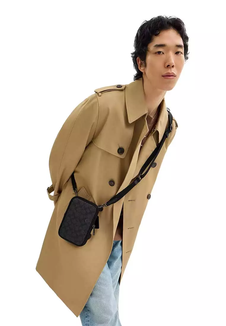 Aden Crossbody Bag In Signature Canvas Charcoal/Black CW364