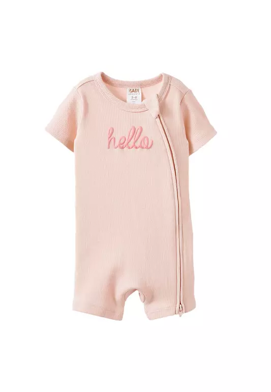 The Short Sleeves Zip Romper