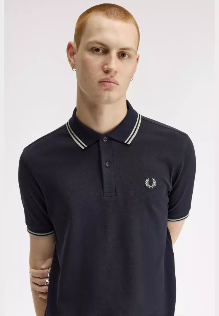 Fred Perry M3600 Twin Tipped Fred Perry Shirt (Navy / Seagrass / Seagrass)