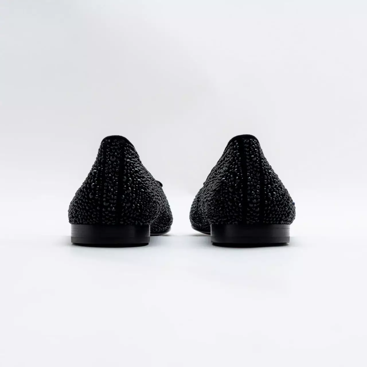 Cap-Toe Crystal Suede Ballet Flats Perfect Black