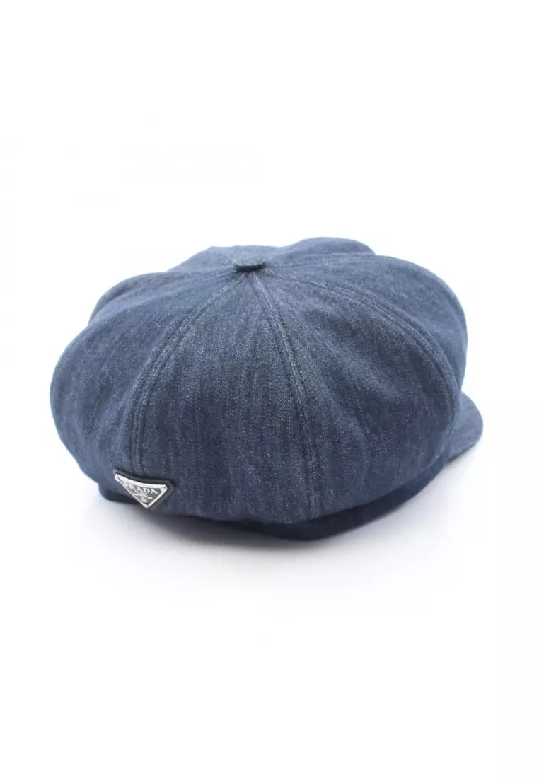 Pre-Loved Prada denim casquette hat cotton Indigo blue