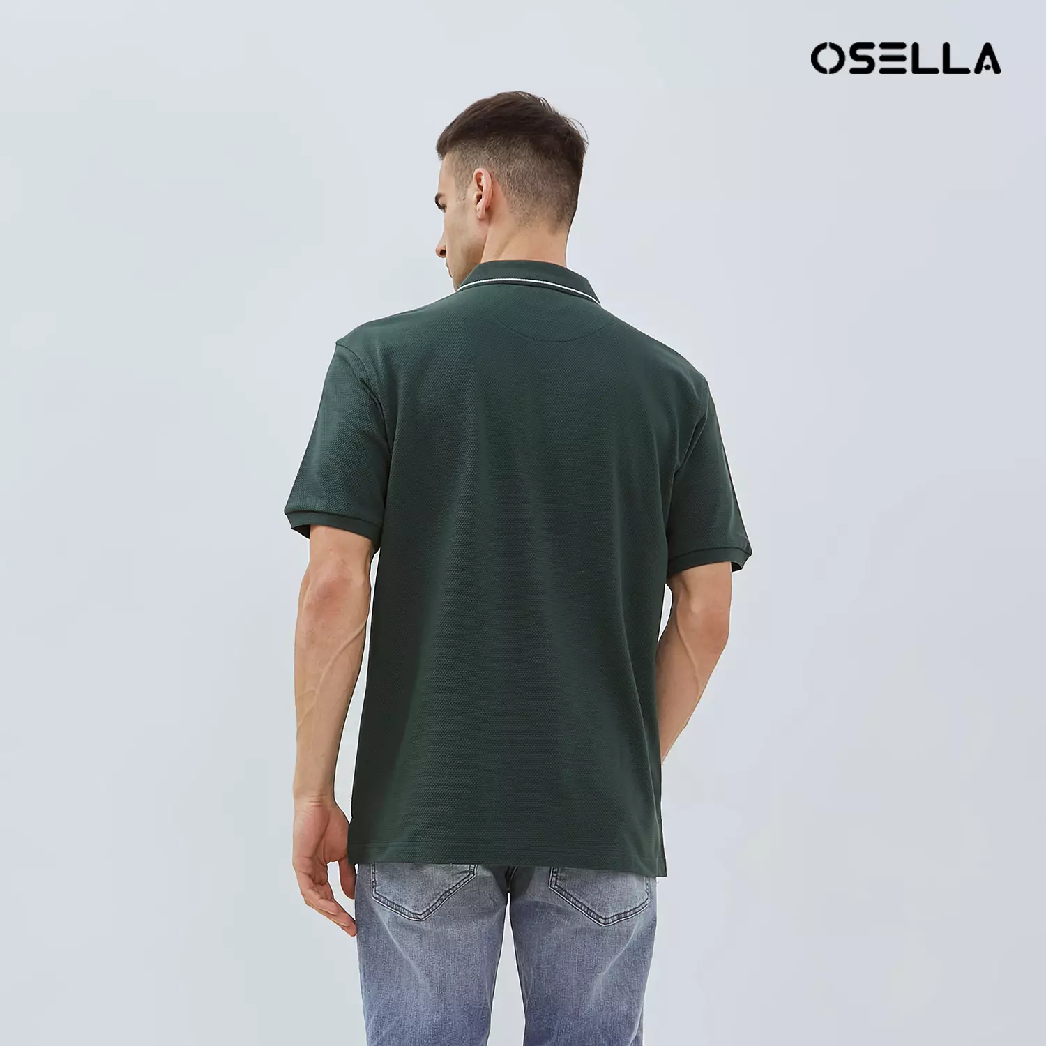 [New] Osella Theo Textured Zipper Polo Shirt 2021500273 | Kaos Polo Pria